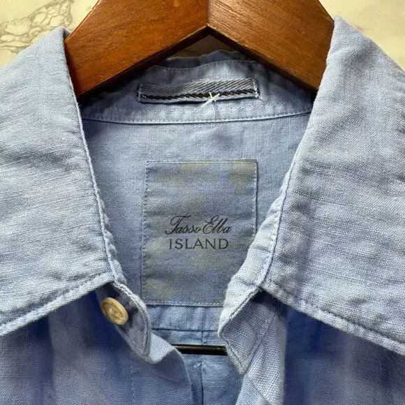Tasso Elba Island Linen Blend Men’s Shirt sz XL Blue #G930 - Picture 7 of 9